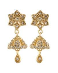 Buy Online Crunchy Fashion Earring Jewelry Gold-Plated Gold $ Red color Round Floral Dangler Earrings  CFE0782 Jewellery CFE0782