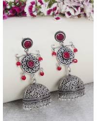 Buy Online Crunchy Fashion Earring Jewelry Crunchy Fashion Gold-Plated Kundan Maroon Floral  Earring Set RAE2126 Jhumki RAE2126