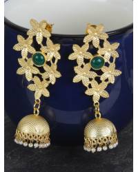 Buy Online Royal Bling Earring Jewelry Long Gold Plated Traditional Double Step Sky Blue  Layered Kundan Jhumka Earring RAE0817 Jewellery RAE0817