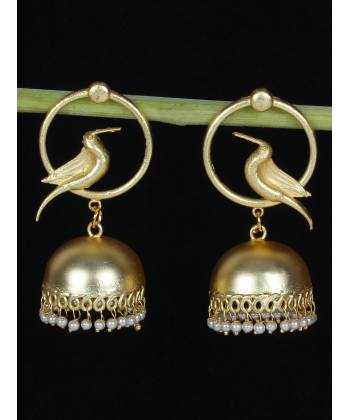 Gold plated Bird Jhumka Earrings