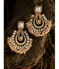 Gold Plated Kundan Chandbali Earrings 