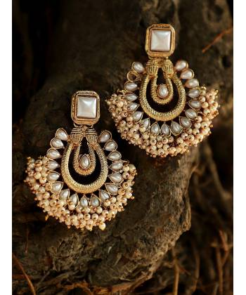 Gold Plated Kundan Chandbali Earrings 