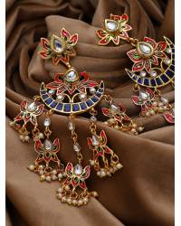 Buy Online Crunchy Fashion Earring Jewelry Kundan Faux Pearl Long Jewellery Necklace Set Jewellery Sets RAS0139