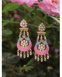 Buy Online Crunchy Fashion Earring Jewelry Gold-plated Black Meenakari Design Jhumka Earrings RAE1392 Jewellery RAE1392