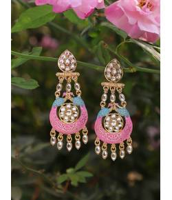 Gold Plated Meenakari Dangler Earrings 