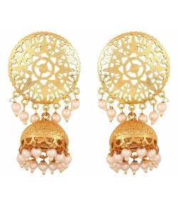 Golden Dome  Statement Jhumki Earrings