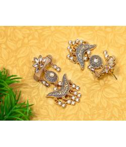 Traditional Gold Plated Long Dangler Earrings 