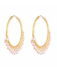 Buy Online Royal Bling Earring Jewelry Gold-Plated Jhalar Bali Hoop Earrings With Orange Pearls RAE1903 Hoops & Baalis RAE1903