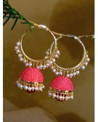 Buy Online Crunchy Fashion Earring Jewelry Gold plated Antique Pink Floral Jhumka Earrings RAE0940 Jewellery RAE0940