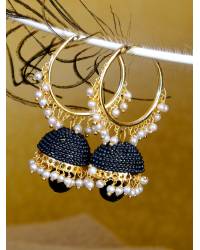 Buy Online Royal Bling Earring Jewelry Traditional Gold-Plated  White & Blue Pearl Pasa Earrings RAE1827 Earrings RAE1827