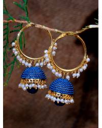 Buy Online Royal Bling Earring Jewelry Oxidized Silver Royal Blue Kundan Peacock Jhumka Earrings RAE0765 Jewellery RAE0765