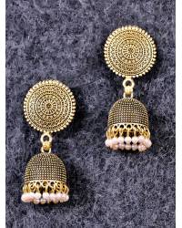 Buy Online Royal Bling Earring Jewelry Traditional Orange Gold plated Kundan Jhumka Style Layered Earring RAE0812 Jewellery RAE0812