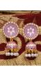lavender With White Pearls Jhumki Earrings 