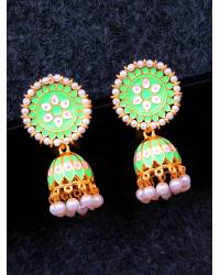 Buy Online Royal Bling Earring Jewelry Long Gold Plated Traditional Three step Red  Layered Kundan Jhumka Earring RAE0813 Jewellery RAE0813