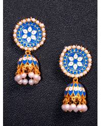 Buy Online Royal Bling Earring Jewelry Traditional Gold Plated Peach Pearls Dangler Party Wear Earrings RAE0613 Jewellery RAE0613