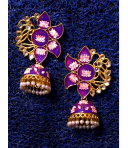 Oxidised Purple Gold Plated Traditional Jhumki Earrings 