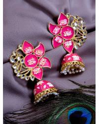 Oxidised Pink Gold Plated Traditional Jhumki Earrings