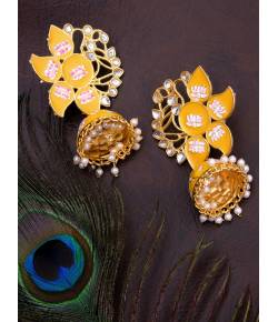 Oxidised Yellow Gold Plated Traditional Jhumka Earrings