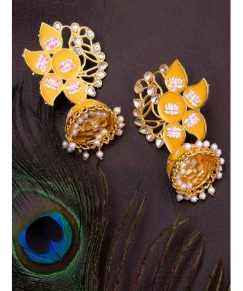 Oxidised Yellow Gold Plated Traditional Jhumka Earrings
