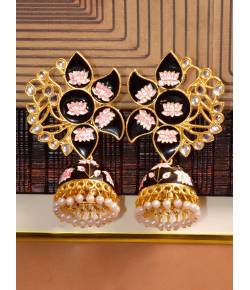 Oxidised Black Gold Plated Traditional Jhumki Earrings 