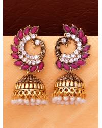 Buy Online Crunchy Fashion Earring Jewelry Embellished Gold Plated  Maroon Jhumka Earrings RAE0442 SK         32345 Jewellery RAE0442
