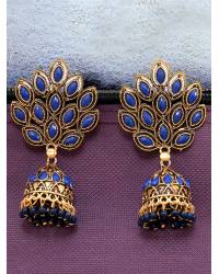 Buy Online Crunchy Fashion Earring Jewelry Luxuria Sparkling Green Sapphire Stone Long Drop-Earrings Jewellery CFE1463