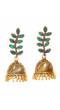 Traditional Gold Plated Green Jhumka Earrings.