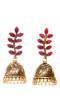 Traditional Gold Plated Red Jhumka Earrings.RAE0413