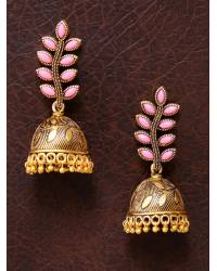 Buy Online Royal Bling Earring Jewelry Traditional Gold Pink Hoops Jhumka Earrings RAE0684 Jewellery RAE0684