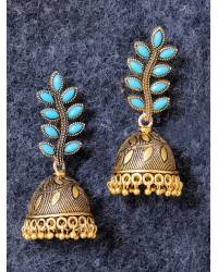 Buy Online Royal Bling Earring Jewelry Gold-plated Black Kundan Design Jhumki Earrings RAE1605 Jewellery RAE1605