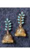 Traditional Gold Plated Skyblue Jhumka Earrings 