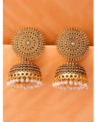 Buy Online Crunchy Fashion Earring Jewelry Crunchy Fashion Jewellery Oxidised Silver Plated Pink-Orange Crystal Bohemian Necklace Earrings Set Jewellery CFS0287