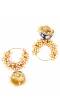 Gold Plated White Pearls Jhumka Earrings 