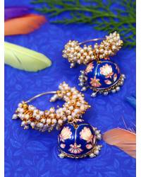 Buy Online Royal Bling Earring Jewelry Crunchy Fashion Gold-Plated Turquoise-Blue Kundan Pearl Ethnic Jumka Earrings  Jhumki RAE1797