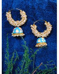 Buy Online Crunchy Fashion Earring Jewelry Luxuria Sparkling Z-Green Sapphire Stone Long Drop-Earrings Jewellery CFE1457