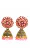Embellished Gold Plated  Pink Jhumka Earrings