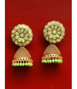 Embellished Gold Plated Jhumka Earrings 