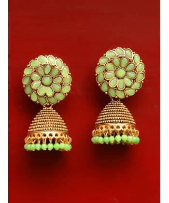 Embellished Gold Plated Jhumka Earrings 