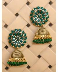 Gold Plated Green Jhumka Earrings