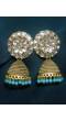 Gold Plated Sky Blue Pearls Jhumka Earrings 