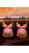 Gold Plated Pink Jhumka Earrings 