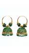 Embellished Gold Plated  Green  Jhumka Earrings