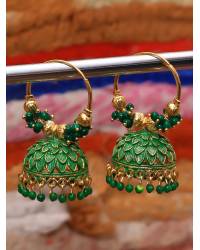 Buy Online Royal Bling Earring Jewelry Traditional Gold Plated Green Hoops Jhumka Earrings RAE0686 Jewellery RAE0686