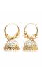Gold Plated White  Jhumka Earrings