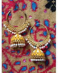 Buy Online Royal Bling Earring Jewelry Gold-Plated SeaGreen Kundan Heavy Earrings With Pearls RAE0852 Jewellery RAE0852