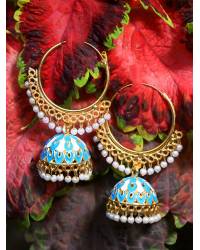 Buy Online Royal Bling Earring Jewelry Gold plated Green Long Jhumka Earrings Jewellery RAE0337