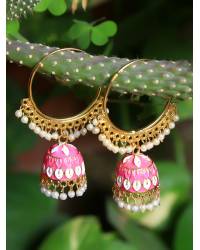 Buy Online Royal Bling Earring Jewelry Gold-Plated Red Meenakari Hoops Earrings RAE1364 Jewellery RAE1364
