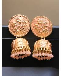 Buy Online Royal Bling Earring Jewelry Oxidized German Silver Pink Kundan Peacock Jhumka Earrings RAE0655 Jewellery RAE0655