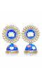Traditional Gold Plated White Kundan Blue Jhumka Jhumki Earrings 
