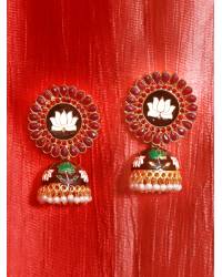 Buy Online Crunchy Fashion Earring Jewelry Kundan Pearl Danglers-Maroon-White Jewellery CFE0197